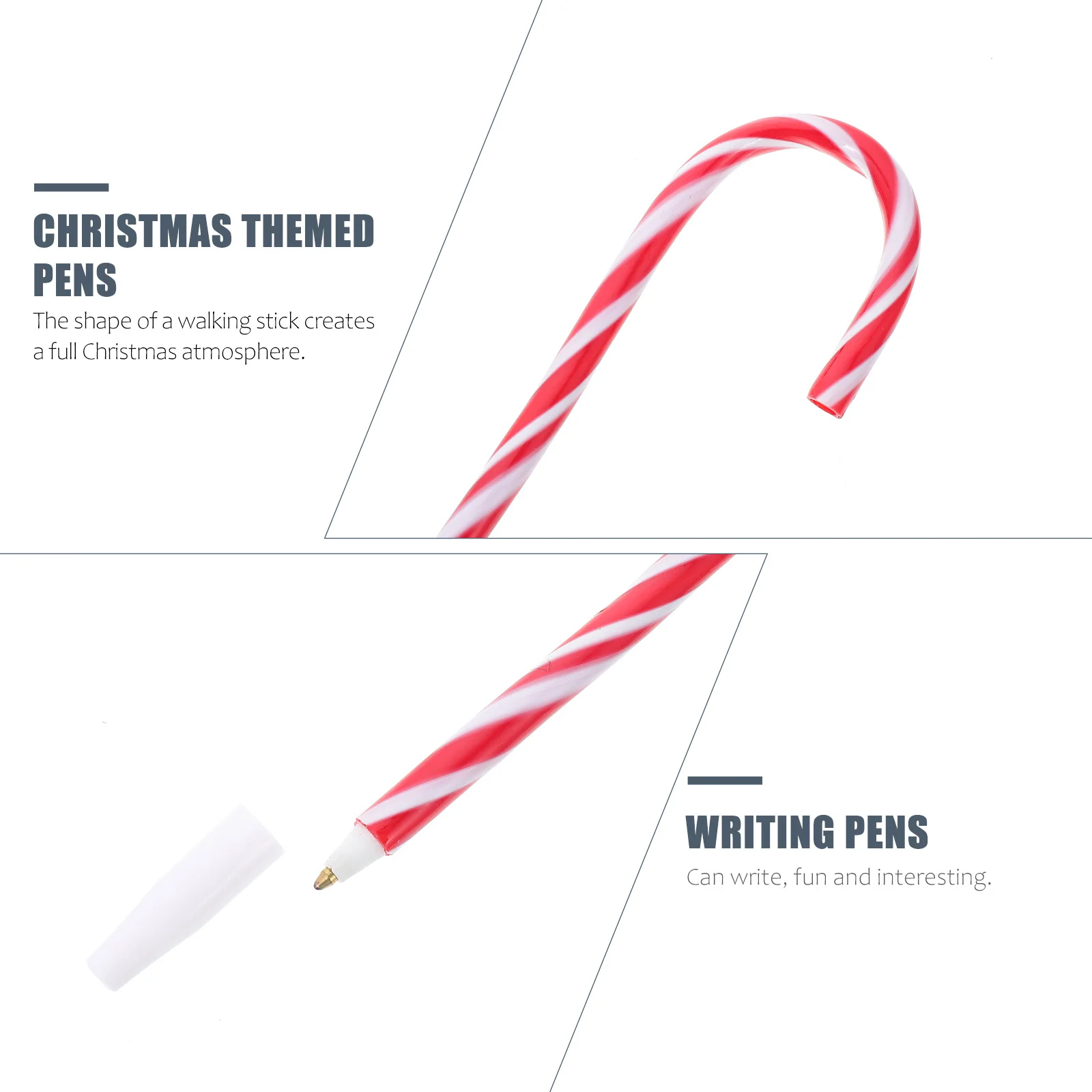 

6Pcs Christmas Themed Pens Candy Cane Design Writing Pens for Students School Supplies Holiday Gift Bulk Set