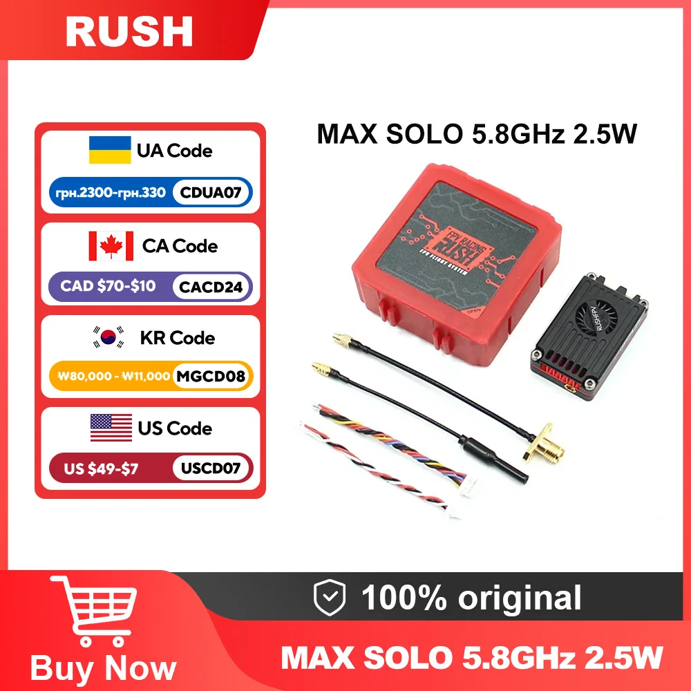 

RUSH TANK Max Solo 5,8G 2,5 Вт 48CH VTX видеопередатчик с корпусом с ЧПУ для FPV RC дронов дальнего действия DIY аксессуары