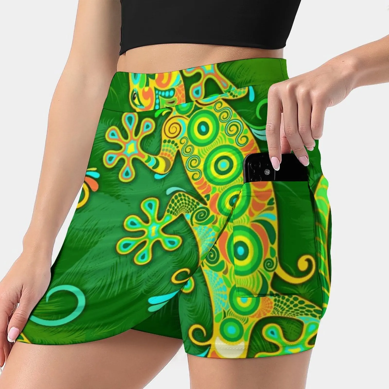 

Женская юбка в виде ящерицы Gecko, разноцветная мини-юбка А-силуэта с карманом, Ящерица Геккон, животные, рептилии