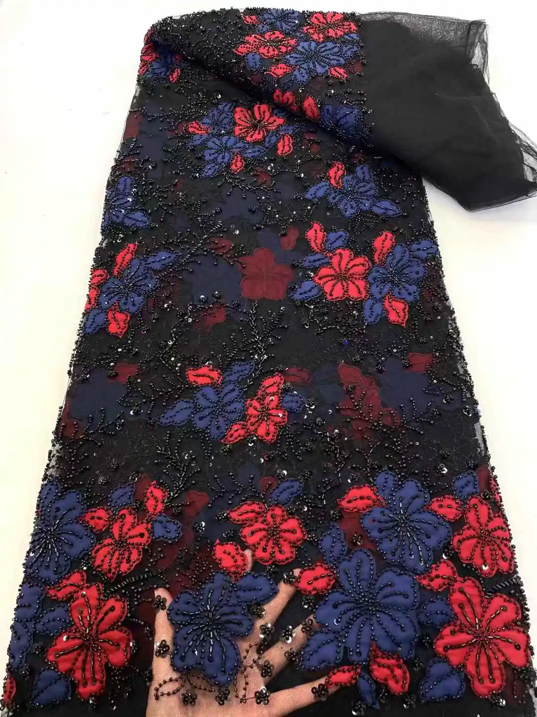 2025 الأفريقي الفرنسي اليدوية مطرز أقمشة الدانتيل الخياطة الترتر التطريز نيجيريا صافي نسيج الدانتيل للنساء الزفاف ، WS