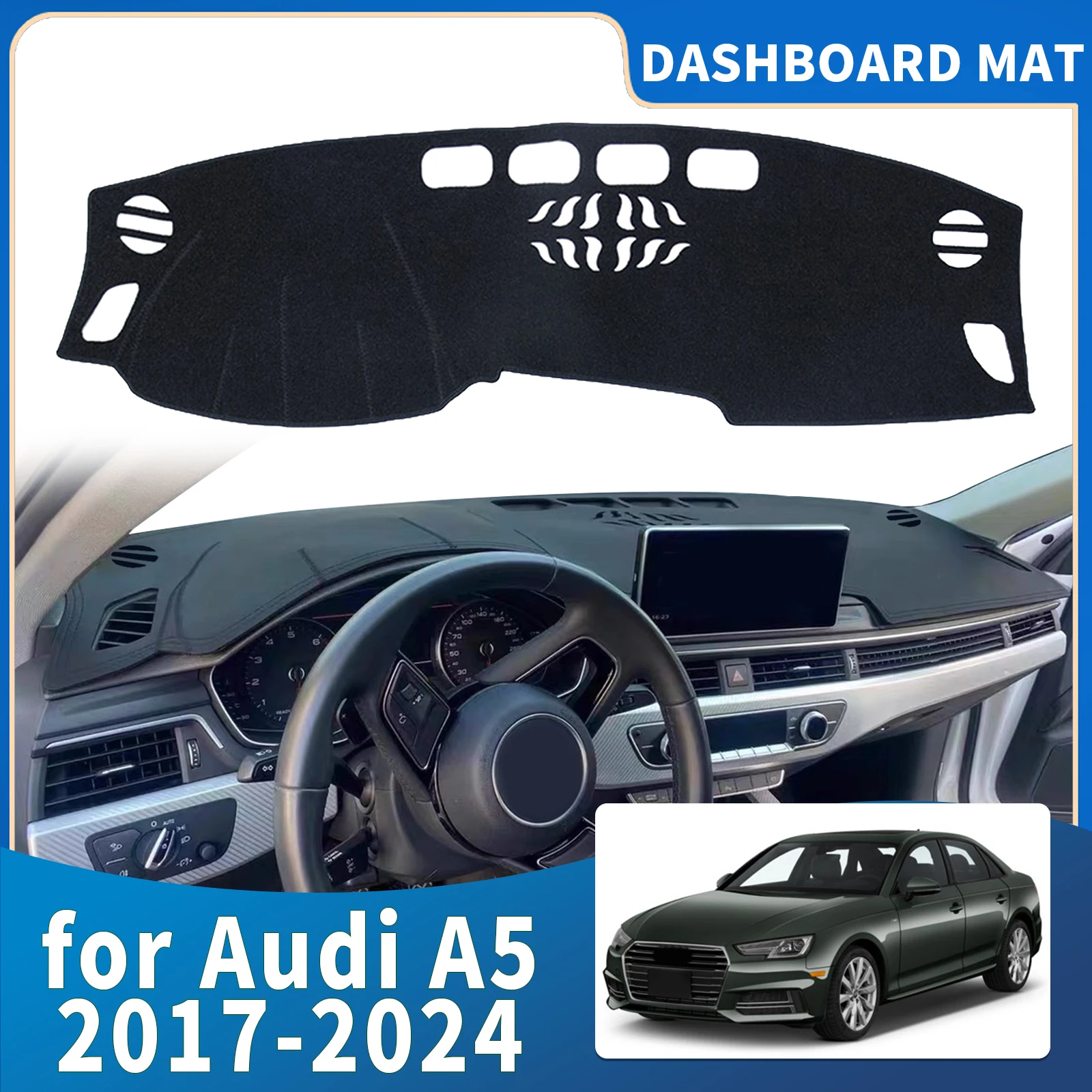 

fit for Audi A5 2024-2018 2017 B9 S5 RS5 Car Accessories Dashmat Dashboard Cover Pad DashMat Sunshade Protective Carpet Leather