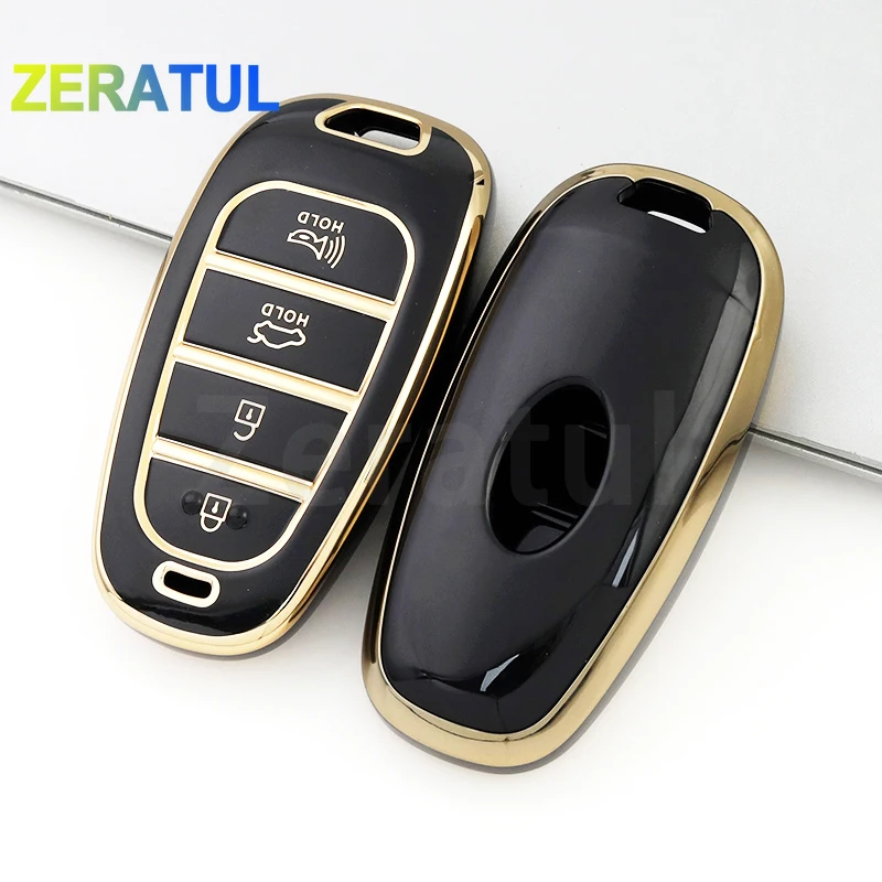 4 botões tpu caso chave do carro capa para hyundai santa fe tucson 2022 nexo nx4 atos prime solaris 2021 escudo fob titular acessórios
