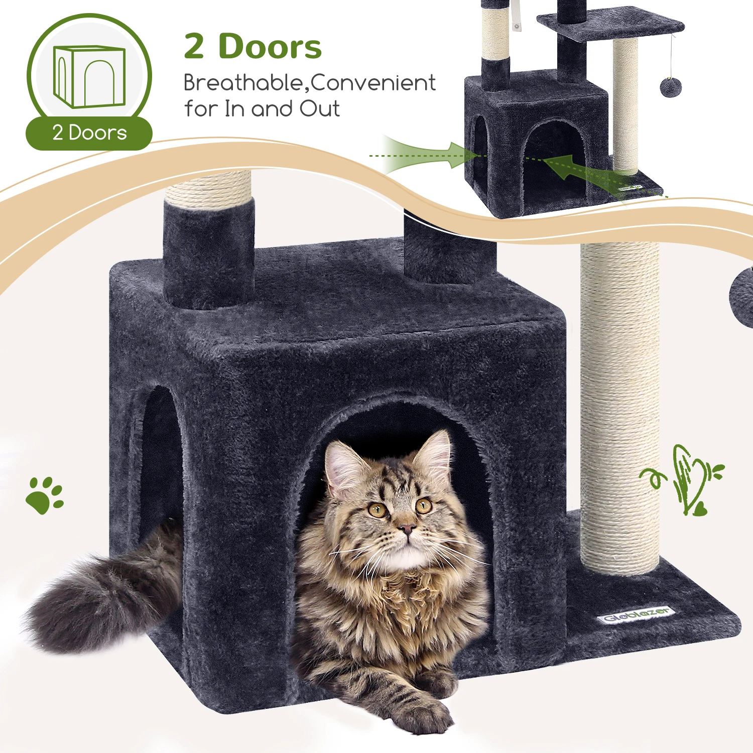 F26 Cat Tower for Indoor Cats, 26 inch Small Cat Tree Cat Tower with Scratching Post for Large Indoor Adult Cats