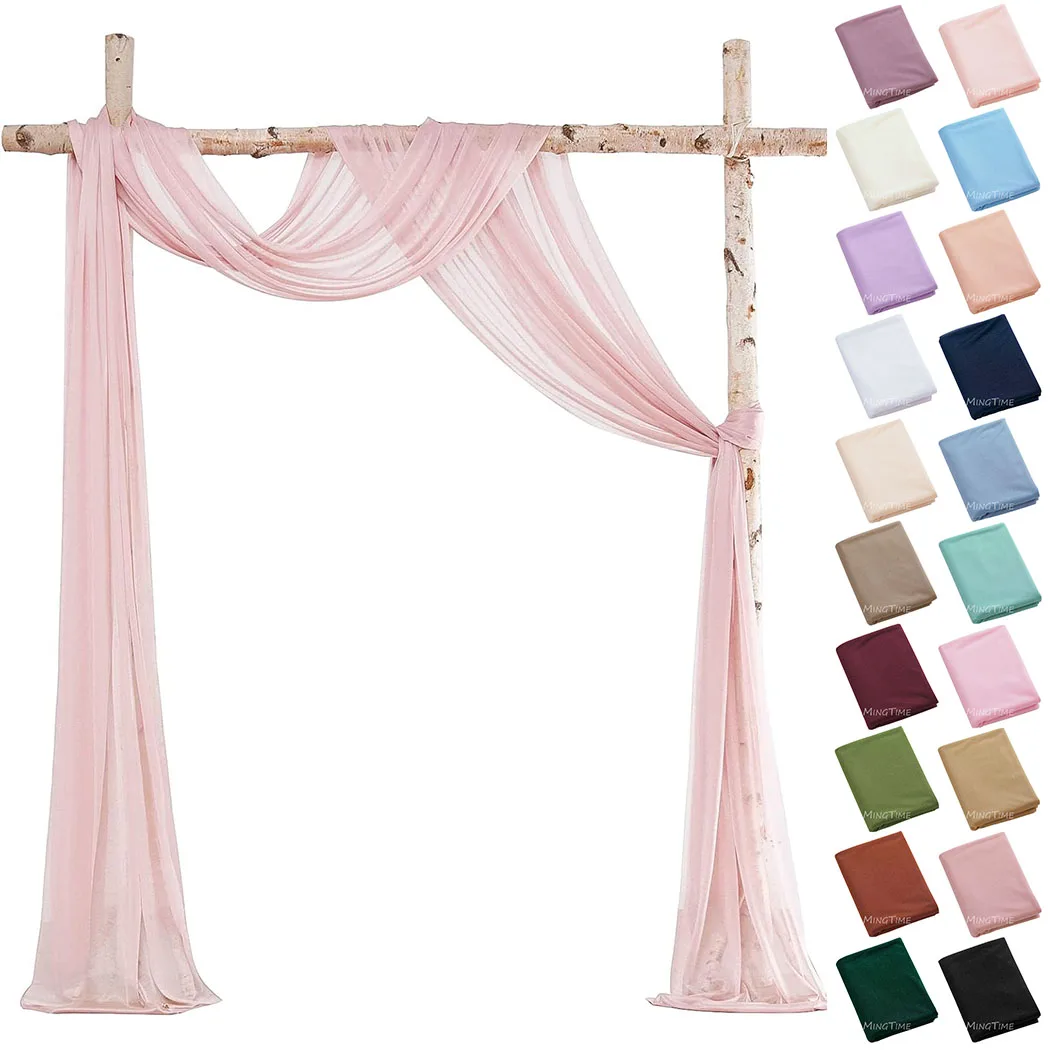 

6/10 Meters Chiffon Fabric Drapes Blush Pink Dusty Rose Sheer Fabric Curtains for Wedding Arch Decorations Party Stage Shower