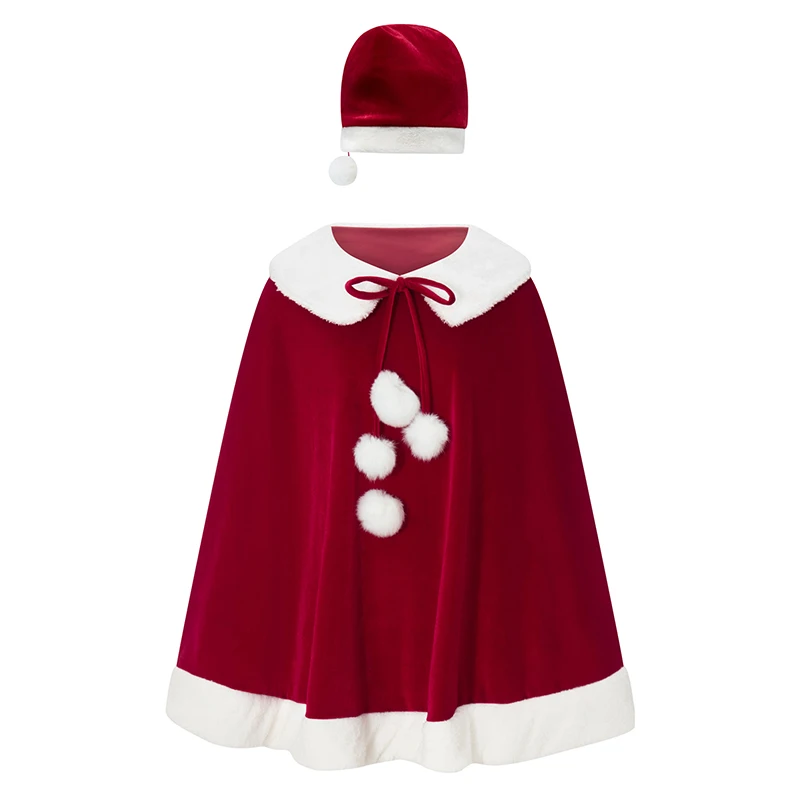 Listenwind Christmas Costume for Women Deluxe Santa Shawl Poncho Party Cape Holiday Cosplay Outfit