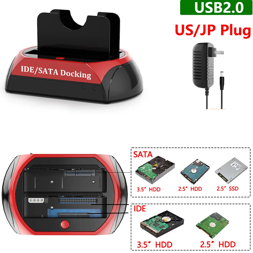 Dockingstation voor harde schijf 2,5 3,5 inch SATA IDE HDD SSD-lezer Dubbele slots USB Externe schijf Box Behuizing behuizing hd externo