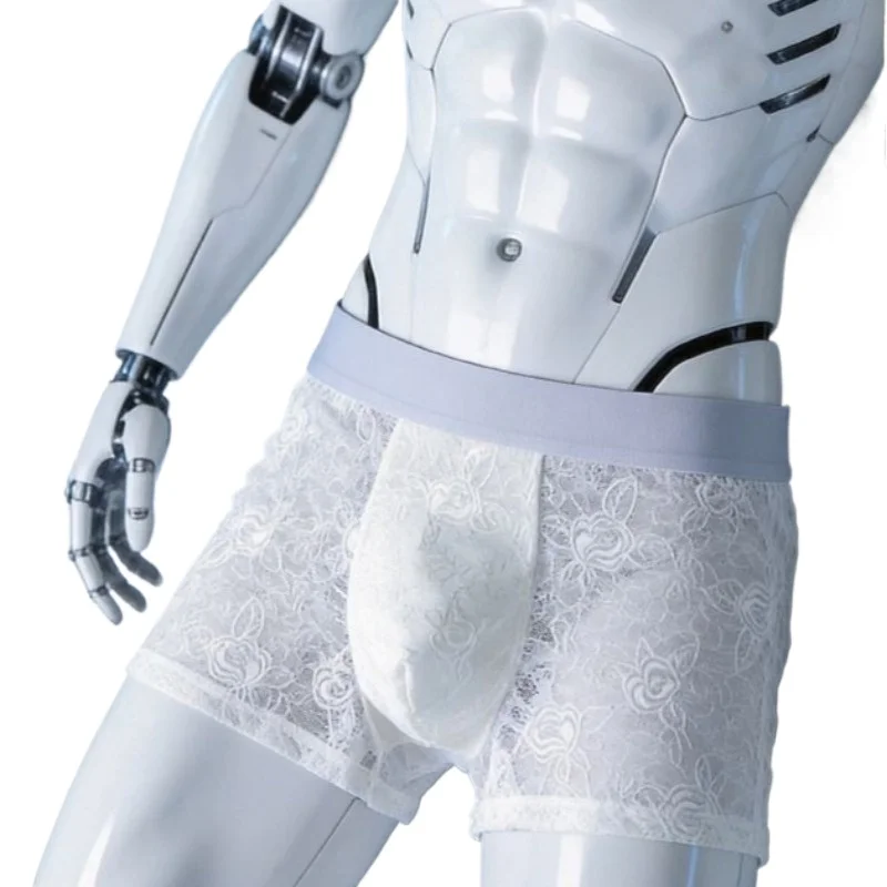 Transparent Lace Sexy Summer Thin Quick-dry Youth Sports Boxer Shorts Comfortable Breathable and Cool Ice Silk Men' Underwear