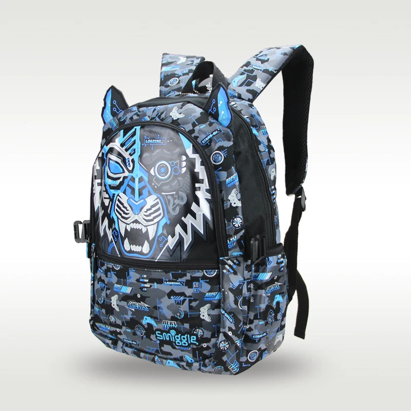 Australian Smiggle original hot-selling children's schoolbag boy backpack cool black blue mechanical tiger supplies stationery