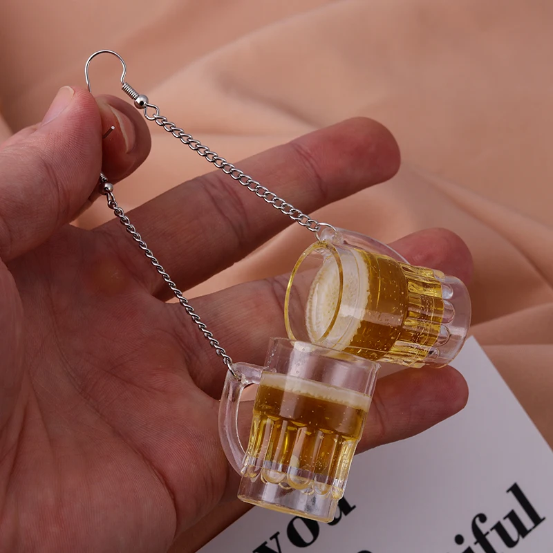 Aihua Klassische 3D-Bierbecher-Ohrringe für Frauen, Persönlichkeit, lustig, Pub, Bier, Zigarette, Würfel, Ohrringe, Party-Schmuck, Geschenke – Detail 5