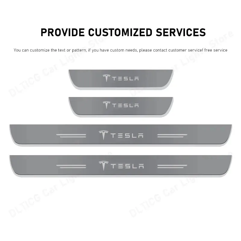 Picture 7: Car Wireless LED Threshold Light For Tesla Model 3 Model Y Model S Model X Auto Interior Threshold Step LED Light Accessories