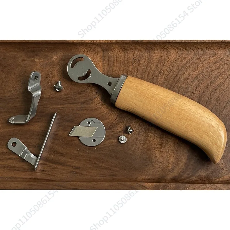 Equidistant trimming knife, stubble cleaning handmade DIY leather making tool, straight knife arc knife 4710