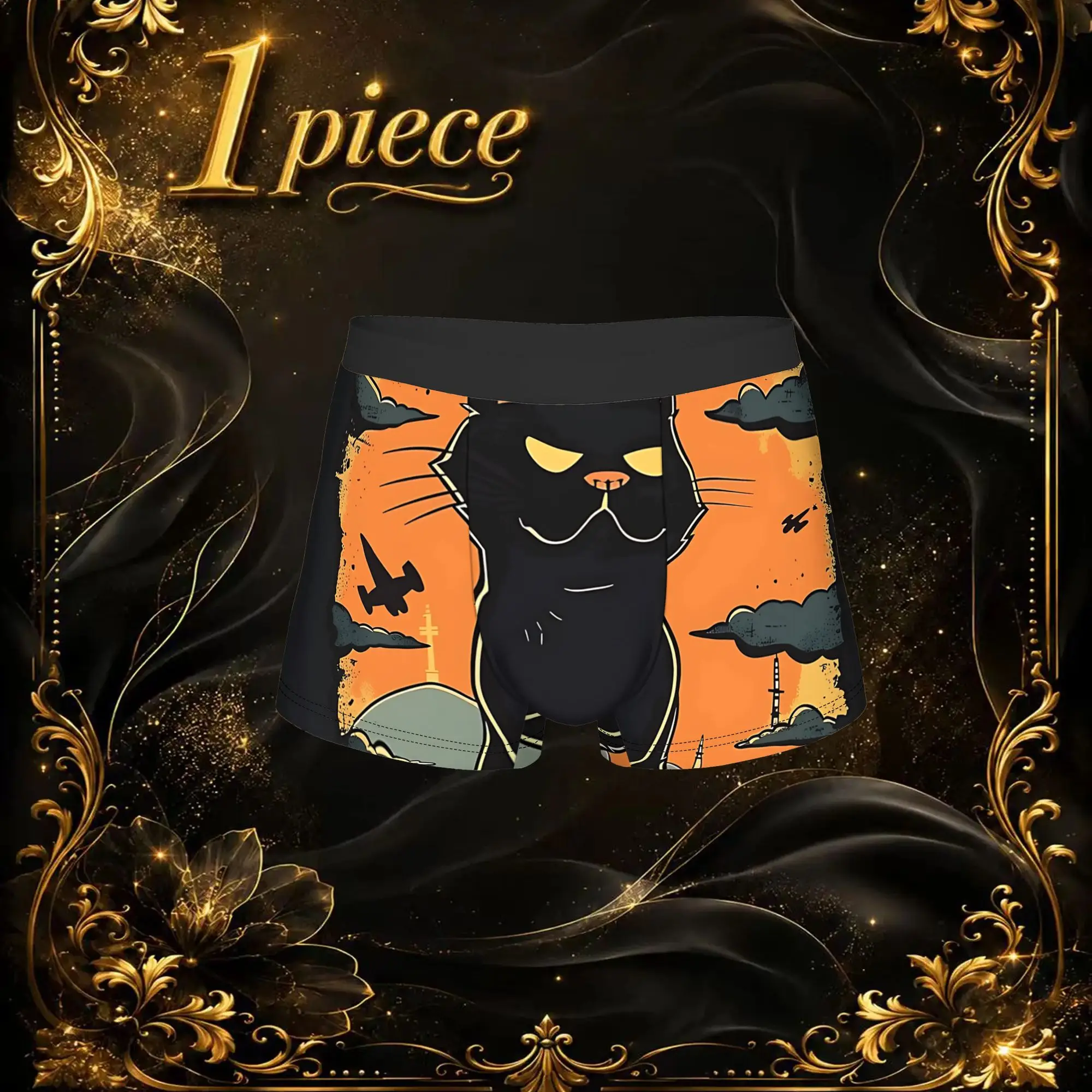 1pc Popular Black Kaiju Cat Print boxers  adults  Homme Panties Men's Underwear Ventilate Shorts Boxer Briefs