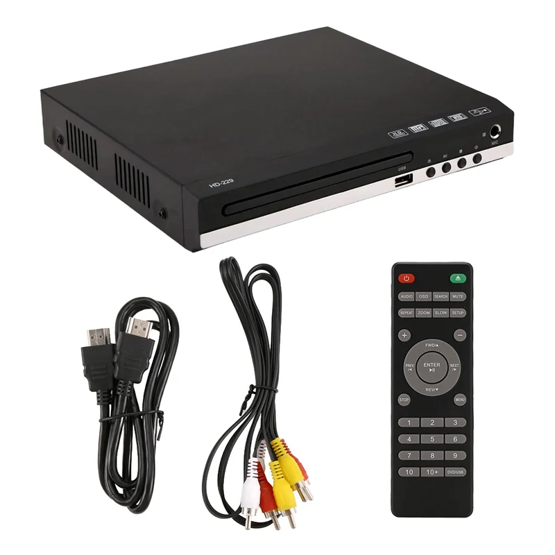 Tech HD 1080P CD/EVD/VCD DVD Player مخرجات مشغل الوسائط الرقمية المنزلي مع منافذ USB والميكروفون