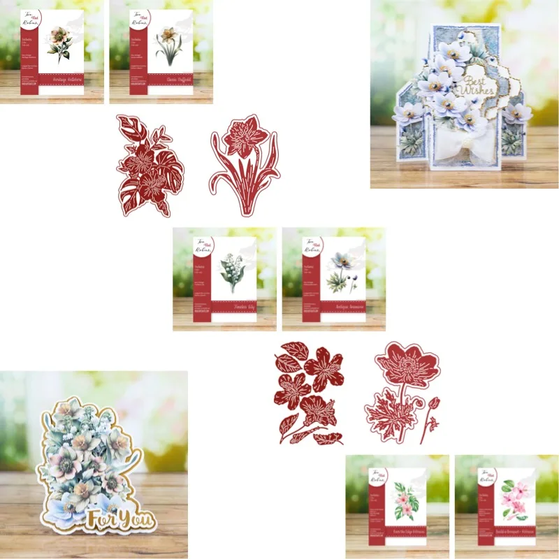 Heritage Hellebore Timeless Lily Cutting Dies Scrapbook Diary Decoration Stencil Embossing Template DIY Greeting Card Handmade