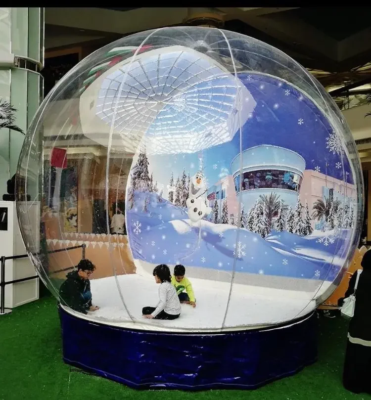 Outdoor promotion christmas inflatable human cheap snow globe / inflatable giant pvc snow bubble balloon for sale