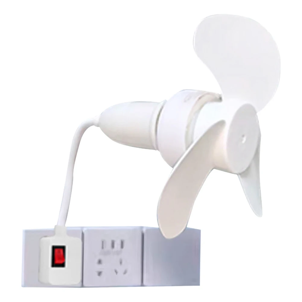 LED Mini Ceiling Fan E27 Base/USB Indoor Ceiling Fan Lamp Hose Extender Light Bulb Fan with Socket for Bedroom