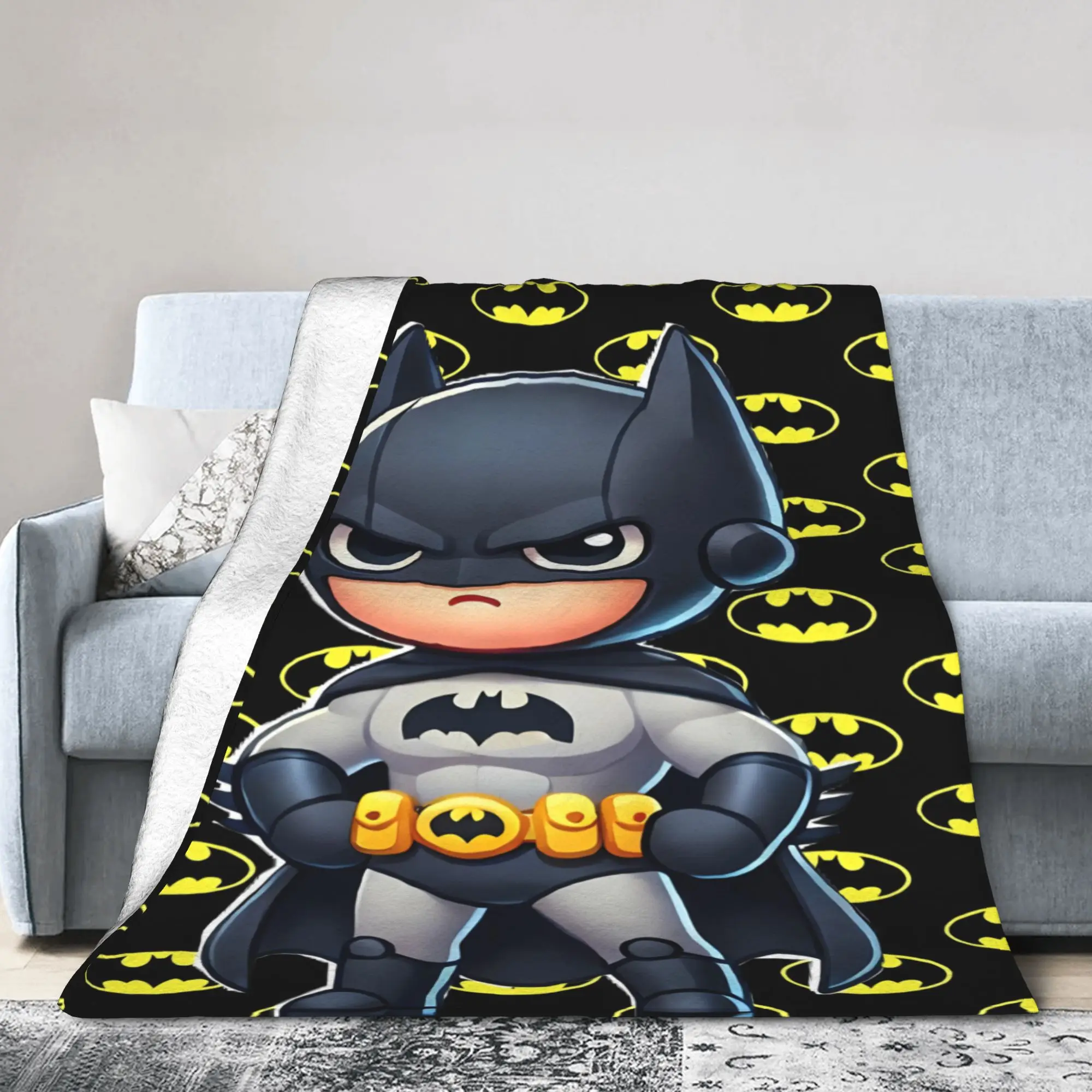 Batmans Cartoon Plush Blanket Students  Flannel Throw Blanket For Couch Chair Warm Design Quality Bedspread Gift Idea