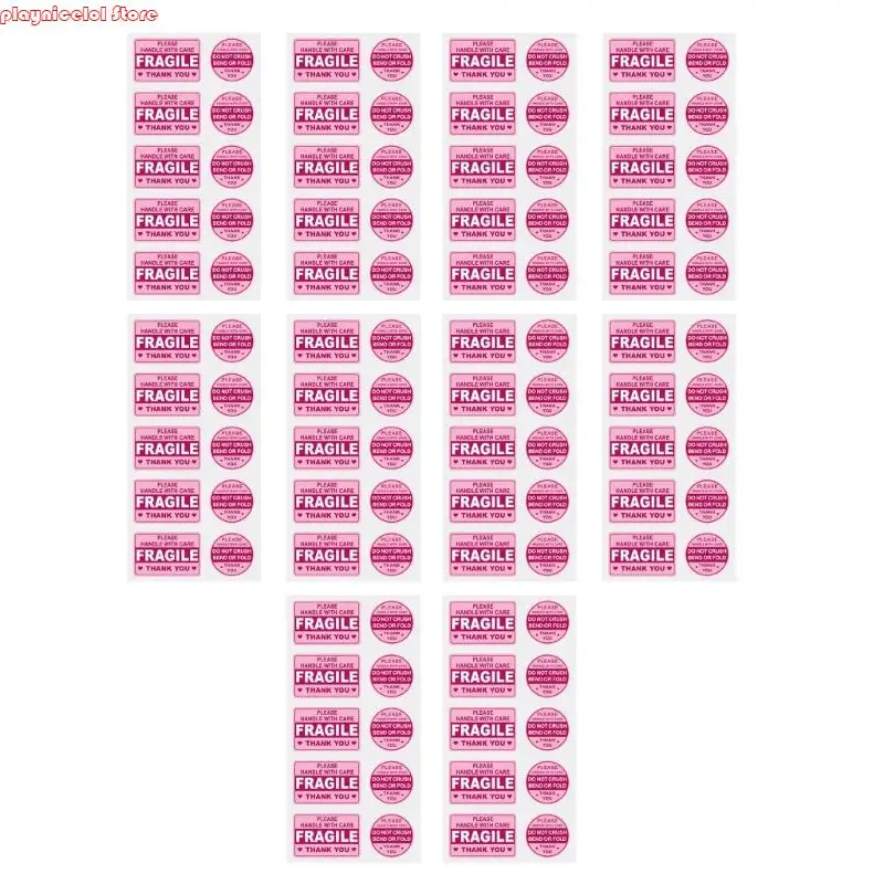 

E8ba 10 листов хрупкие предупреждающие этикетки с хрупкой наклейкой с хрупкой осторожностью для перемещения