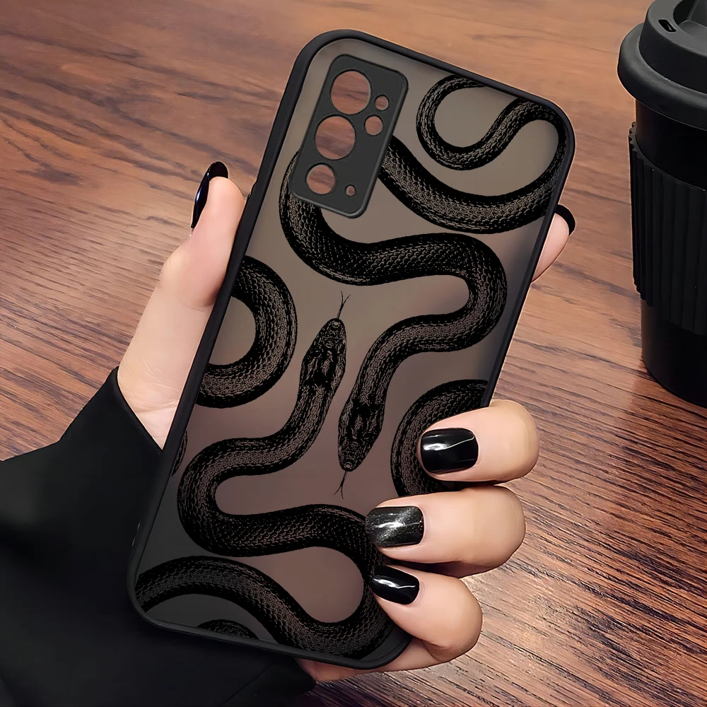 Black Art Snake Graphic Phone Case For Samsung S24 S23 S22 S21 S20 S10 Note20 Note10 Plus Ultra Lite 5G Matte Transparent Cover