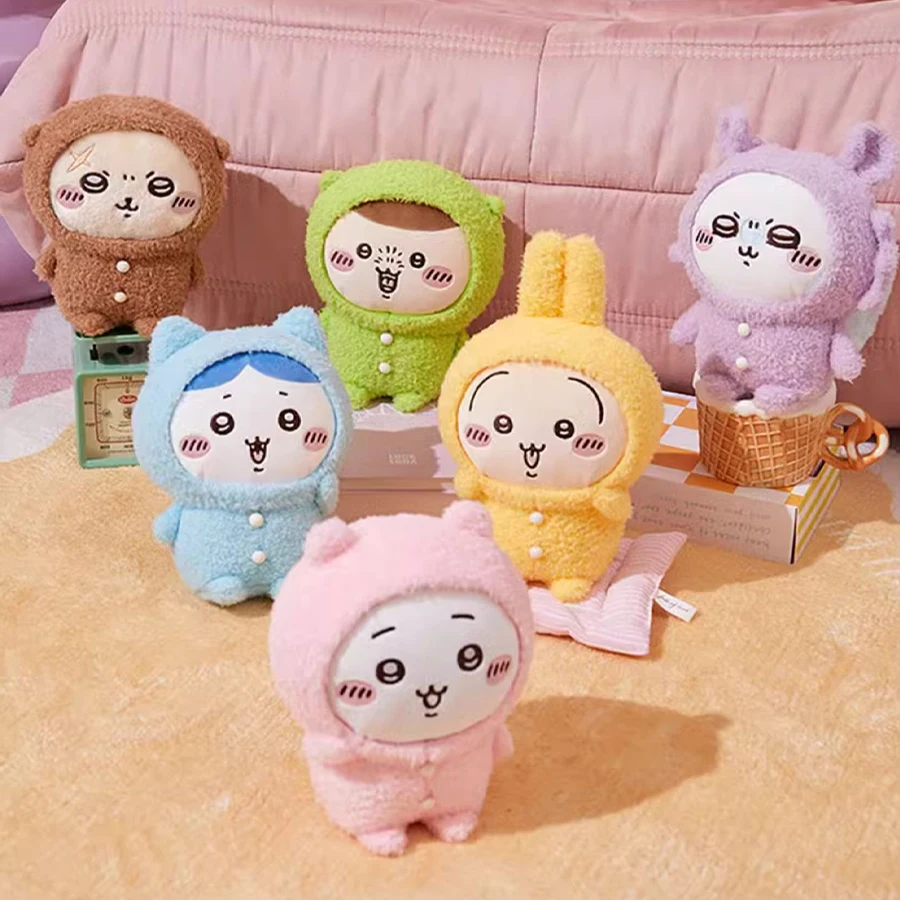 MINISO Chiikawa Pajama Sitting Plush Doll Cute Cartoon Stuffed Toy Desktop Ornament Collectible Figure Birthday Gift For Kids