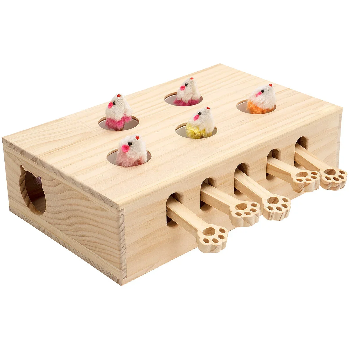 For MewooFun Cat Toys Interactive Whack-a-mole Solid Wood Toys for Indoor Cats Kitten Catch Mice Game US Stock Dropshippin WG320