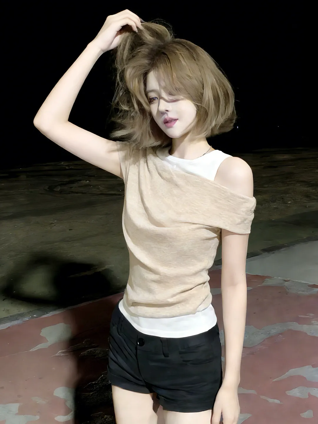Korean Style Pure Desire Shoulder Bared Short Sleeve T-Shirt Women Summer Ultra Popular Age Reduction Spicy Girl Slimming Top