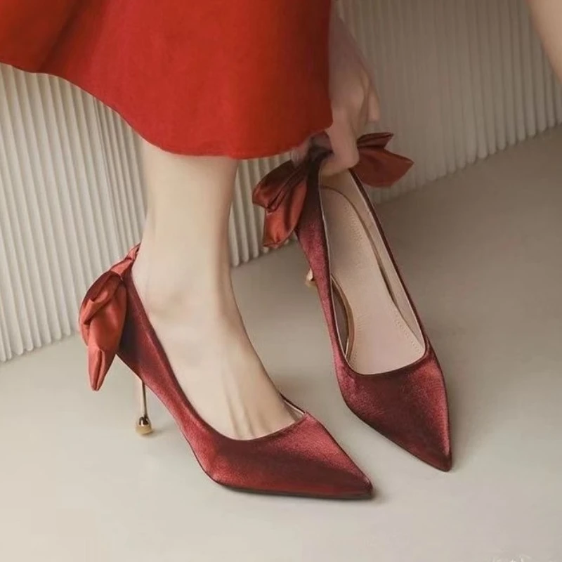2025  Elegant Women Bride Wedding High Heel Shoes Fashion Sexy  Ladies Dress Loafers Party Performance Women Pointed-toe Shoes