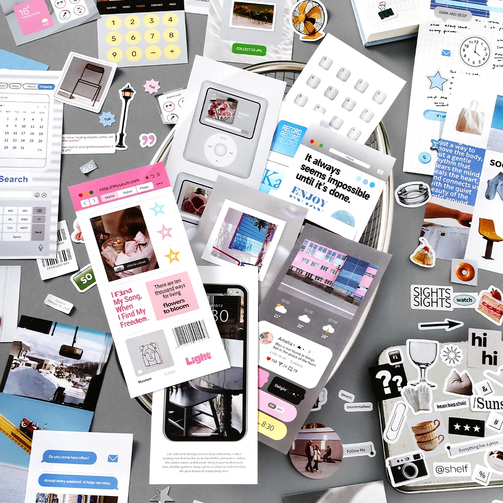 20/80Pcs Die Cut Sticker Book Daily Sharing Aesthetic Stationery for DIY Scrapbook supplies Diary Stickers Background Decoration