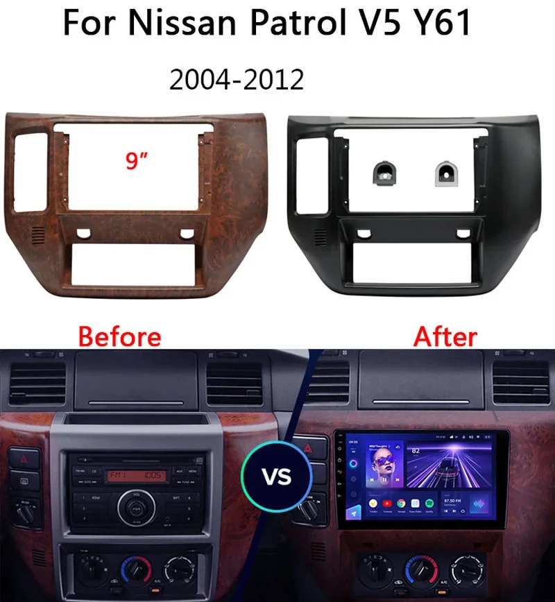 

1din 9 inch Car RadioFrame For Nissan Patrol V5 Y61 2004-2012 Car Dvd Frame Install Panel Dash Mount Installation Dashboard