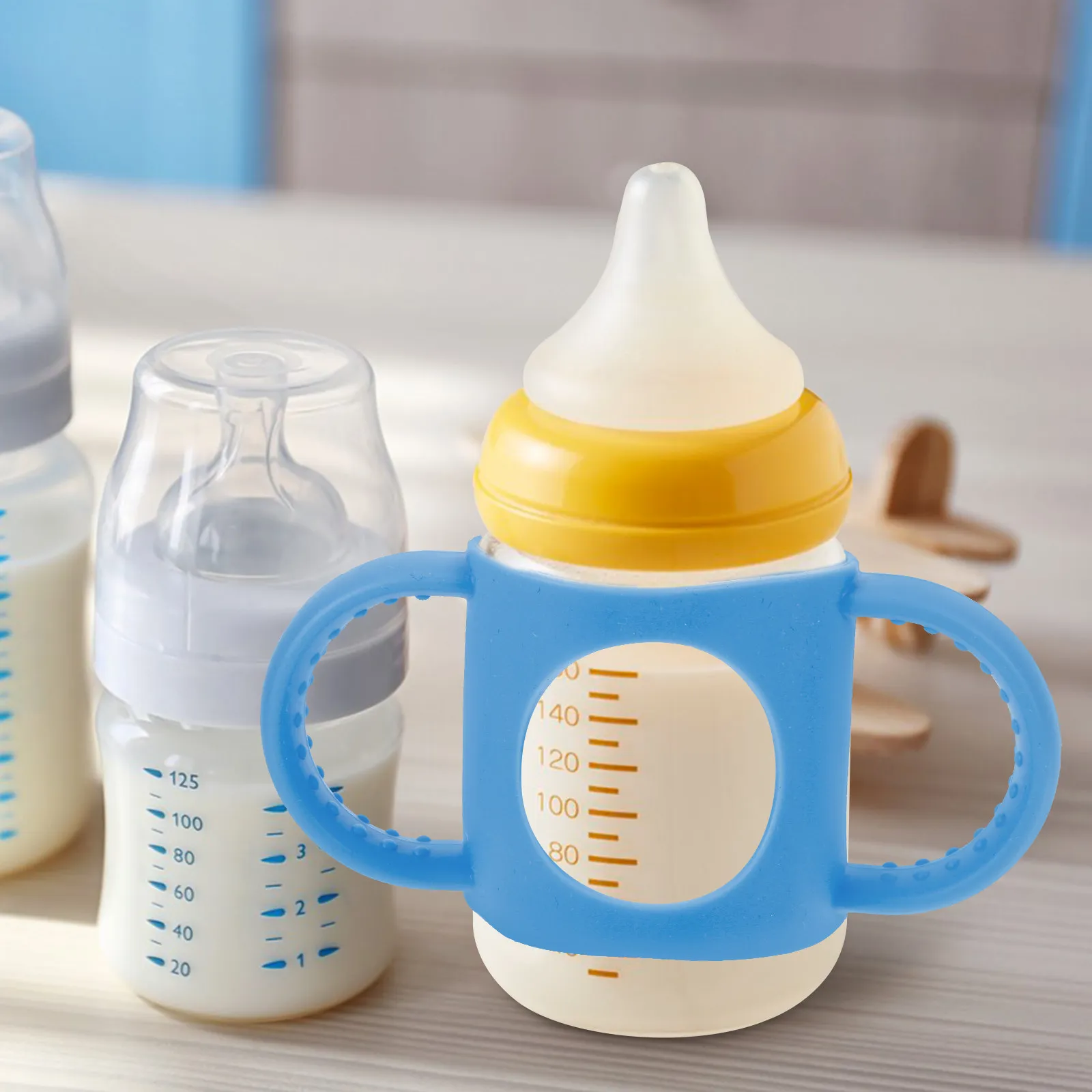 

Силиконовая ручка для детской бутылочки: узкая, устойчивая, эргономичная, легкая, небьющаяся, для кормления и перекусов