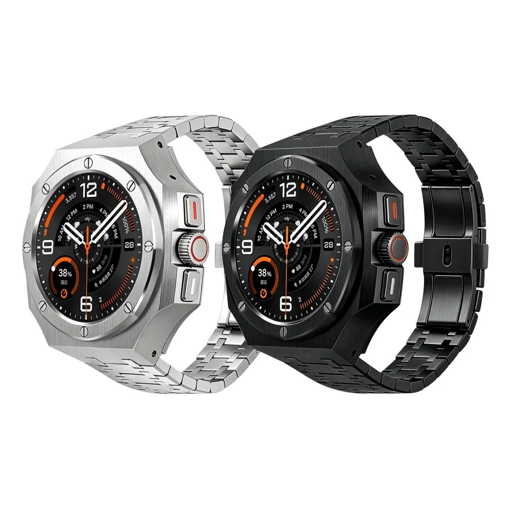 Kit de Modificação AP com Caixa de Liga de Alumínio para Samsung Galaxy Watch Ultra2 1, Pulseira com Fecho de Aço Inoxidável 47mm