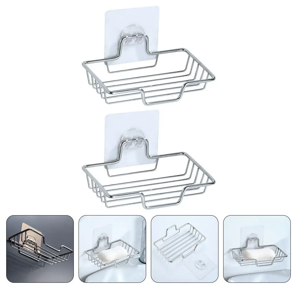 

2Pcs Stainless Steel Soap Tray Set Easy Install Soap Dish Holder for Bathroom Shower Wall Storage Solution Bathroom Storage Rack