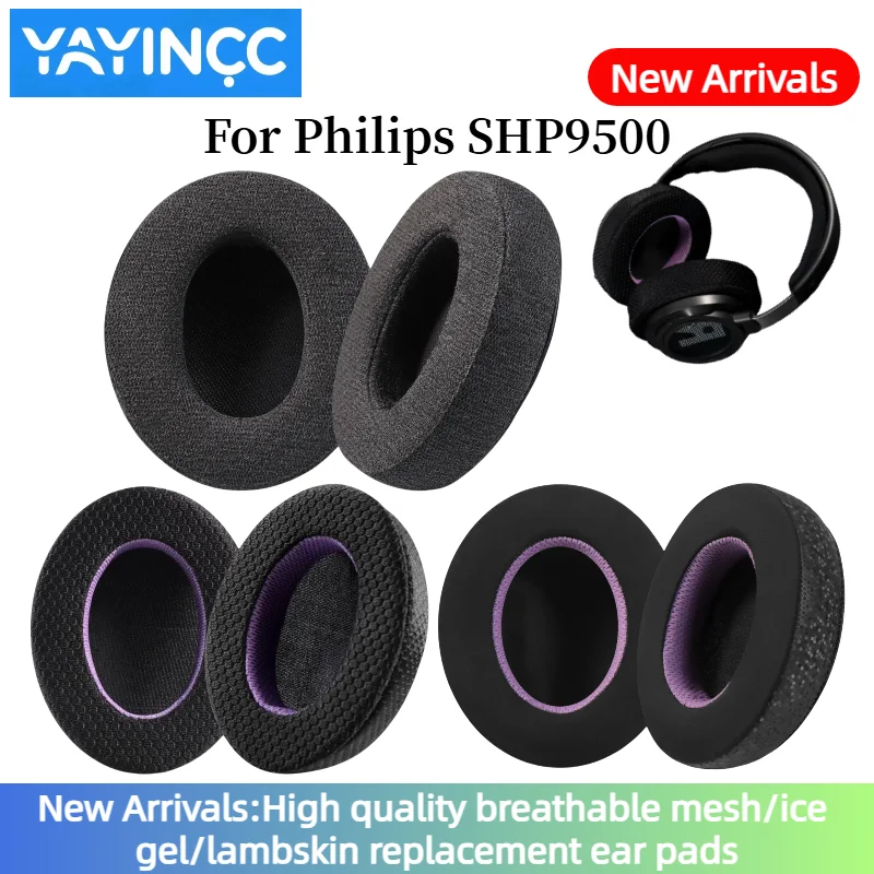 

YAYINCC Replacement New Breathable mesh fabric style Memory Foam Cushions EarPads For Philips SHP9500 SHP9600 Headphones headset