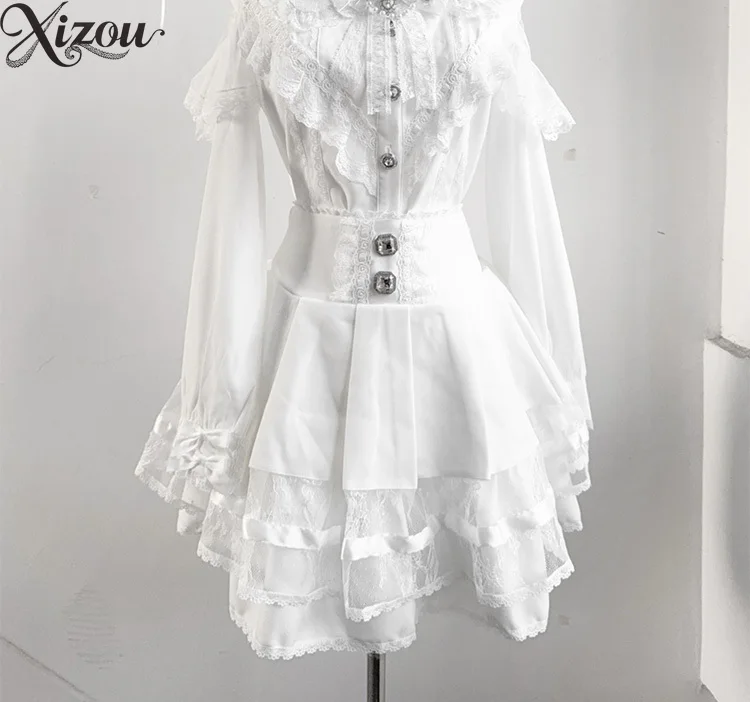 Kawaii-Rock mit hoher Taille, Mine-Serie, in Massenform, japanischer Lolita-Stil, vielseitige Spitze, Spleißen, Sommer, lässige Miniröcke