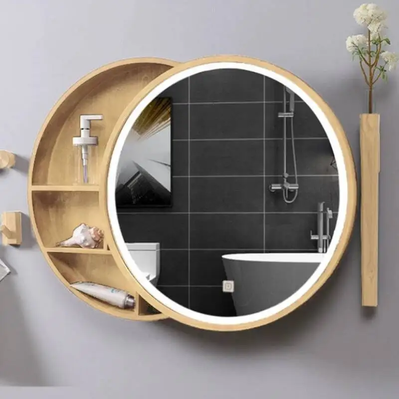 wall-mounted mirror cabinet toilet washstand Sliding defogging bathroom mirror makeup small armario banheiro corner furniture