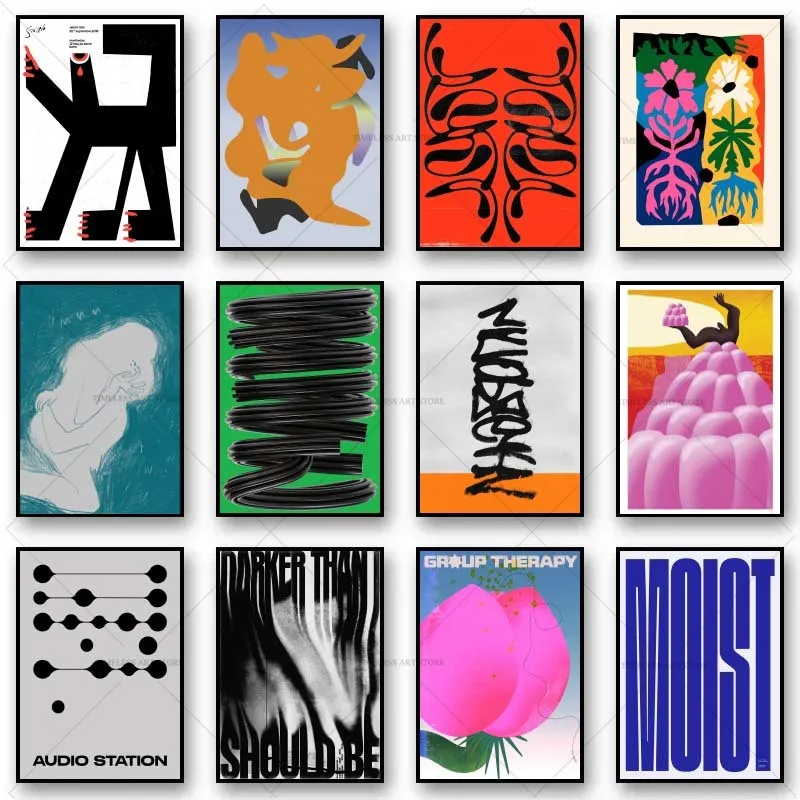 Vintage Classic Posters Retro Shapes Abstract Canvas Print Pop Wall Art Canvas Painting for Living Room Bedroom Home Decor