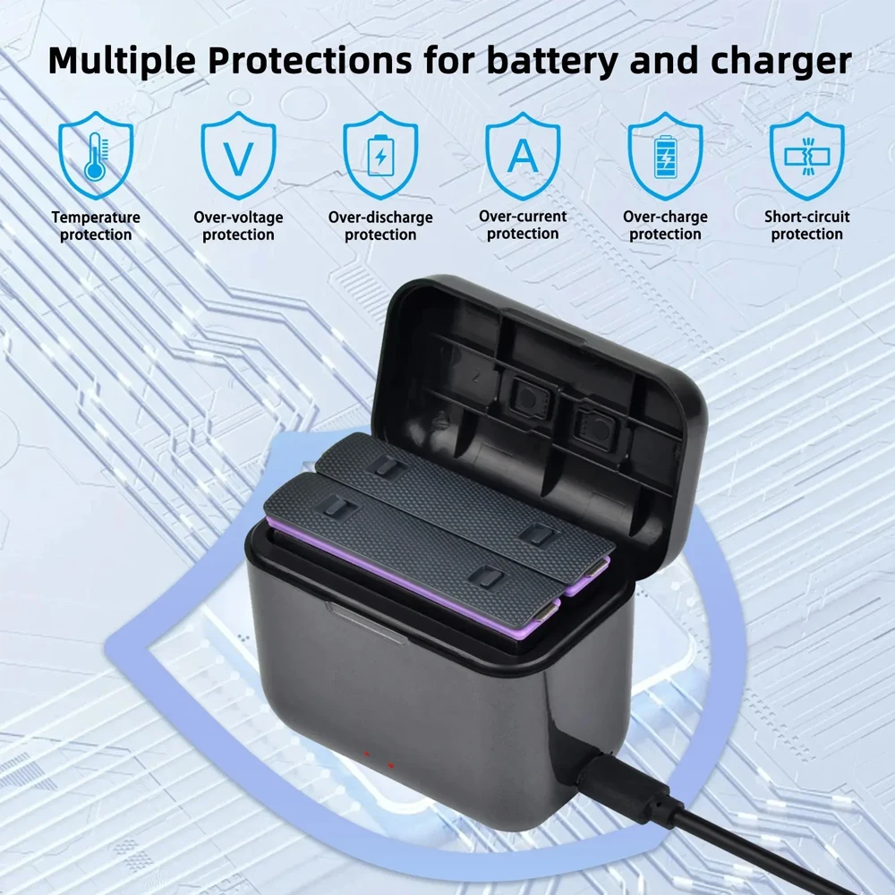 360 X5 Battery&Charger, 2800mAh Lithium Rechargeable Battery&2 Slot Battery Charger Compatible with Insta360 X5 Action Camera