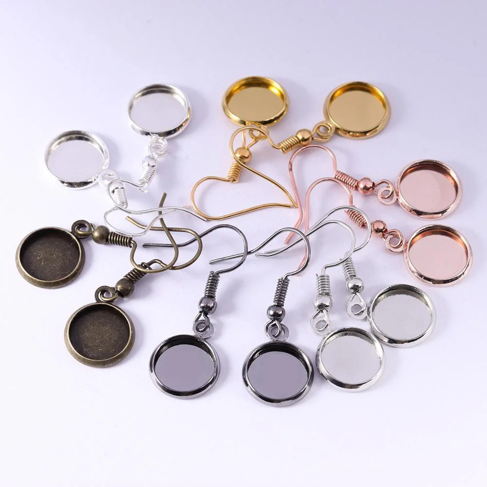 10pcs/Lot Iron Blank Earring Hook Base Fit 10 12 14 16 18 20 25 mm Cabochons Jewelry Earring Setting Diy Jewelry Making