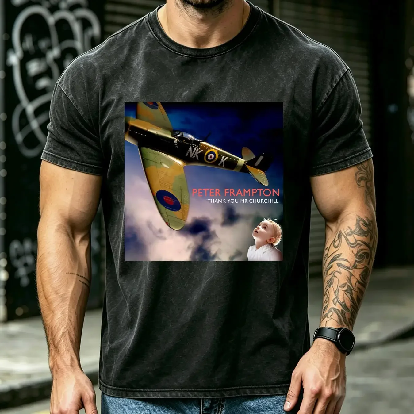 washed T Shirt PETER FRAMPTON THANK YOU MR CHURCHILL Classic Black S 5XL H2043 vintage Washed designer clothes Stretched