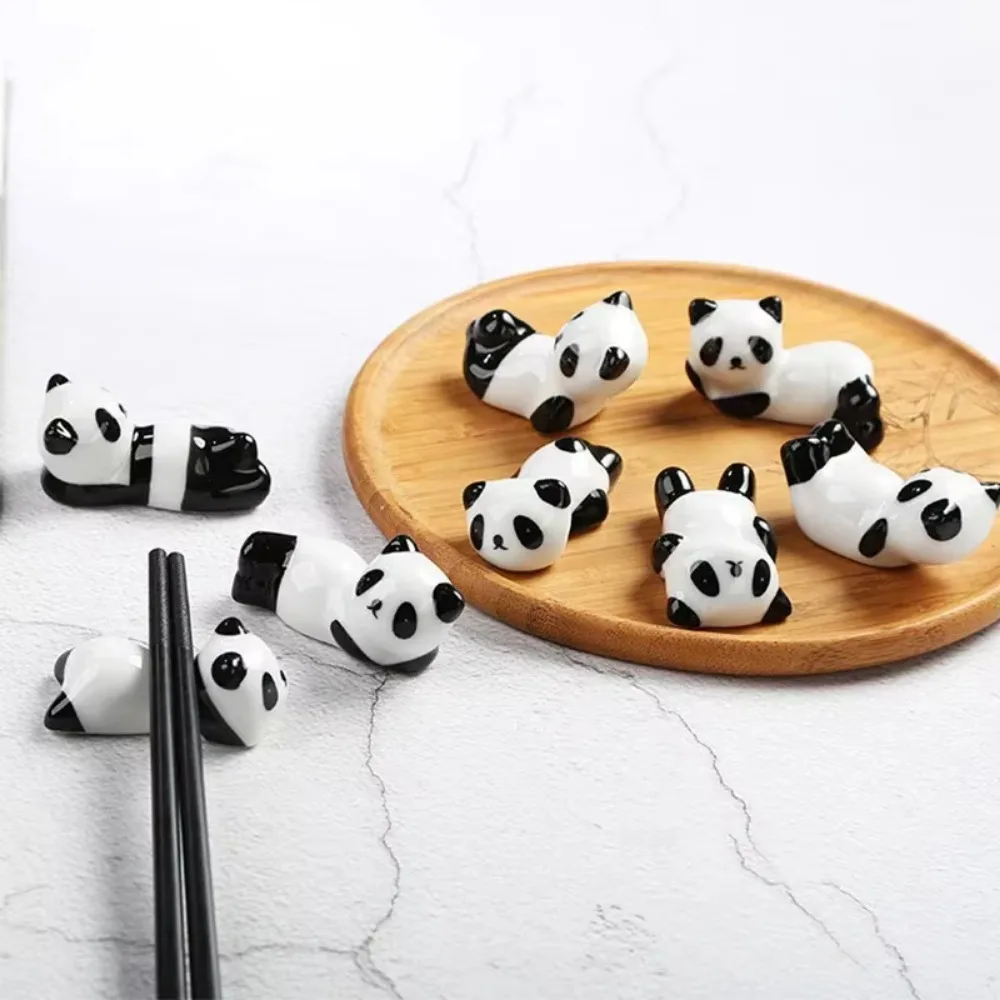 8Pcs/set DIY Panda Chopstick Holder Cute Animal Writing Brush Pen Holder Adorable Ceramic craft Panda Ornament Home Decor