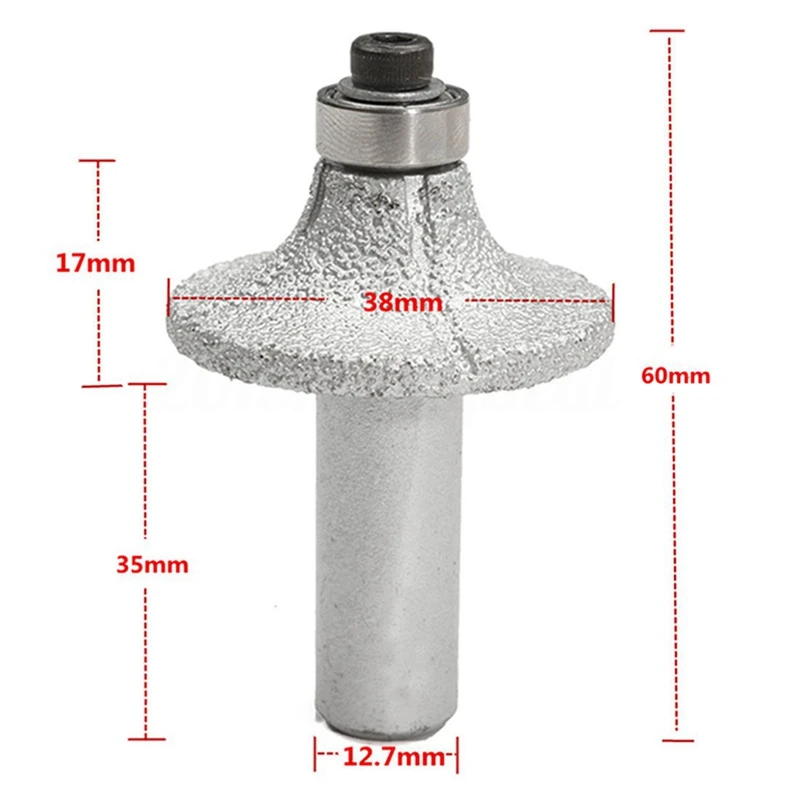 2Pcs 1/2Inch Diamond Router Bit Wheel Half Bullnose For Hand Profiler Marble Granite