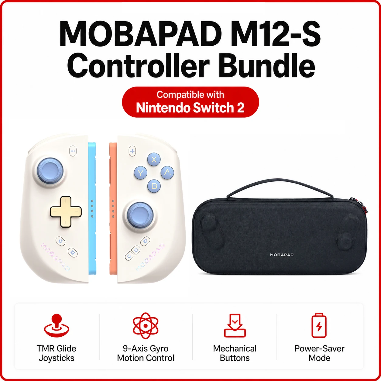 MOBAPAD M12 S/HD Gaming Controller voor Nintendo Switch 2 met TMR-sticks, mechanische knoppen Joypad voor Switch2-console