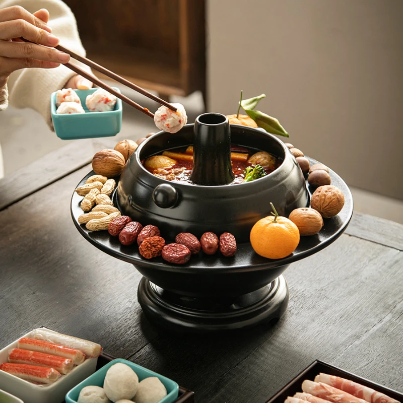 Surrounding Stove Tea Cooking Hot Pot Charcoal Heating and Roasting Dry Burnable Ceramic Cooking Set