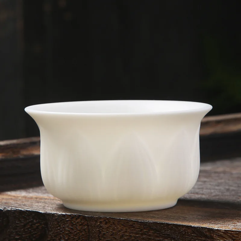 Dehua Porcelain Unglazed Yangzhi Jade Pure Handmade Kung Fu Set Tasting Large Tea Master Cup Home Single Cu