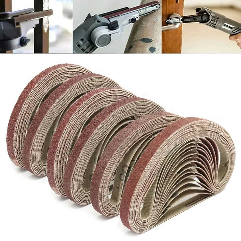 

30/60pcs Sanding Belts Abrasive Bands For 10x330mm Tools Sander File Sander Belt Sander Abrasive Tools Wood Soft Metal Polishing