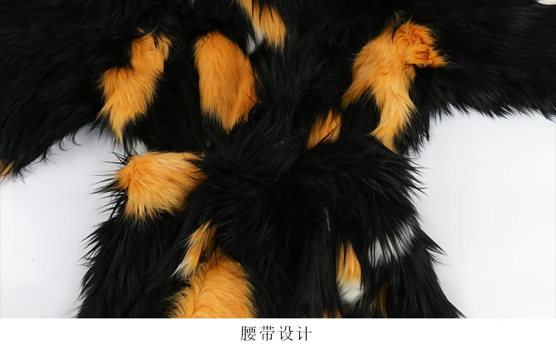 Nerazzurri Winter Extra Long Thick Warm Colorful Soft Hairy Fluffy Faux Fox Fur Coat Women Sashes Luxury European Fashion 2023