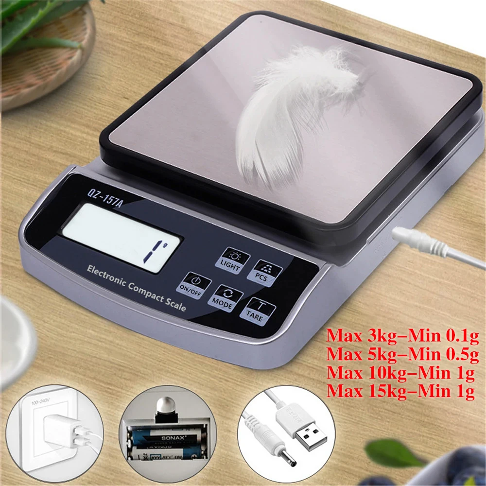 Kitchen Measuring Tools Electronic Scale 15/10/5/3KG Maximum Weight USB Charge Smart Digital Display Scale Precision Instrument