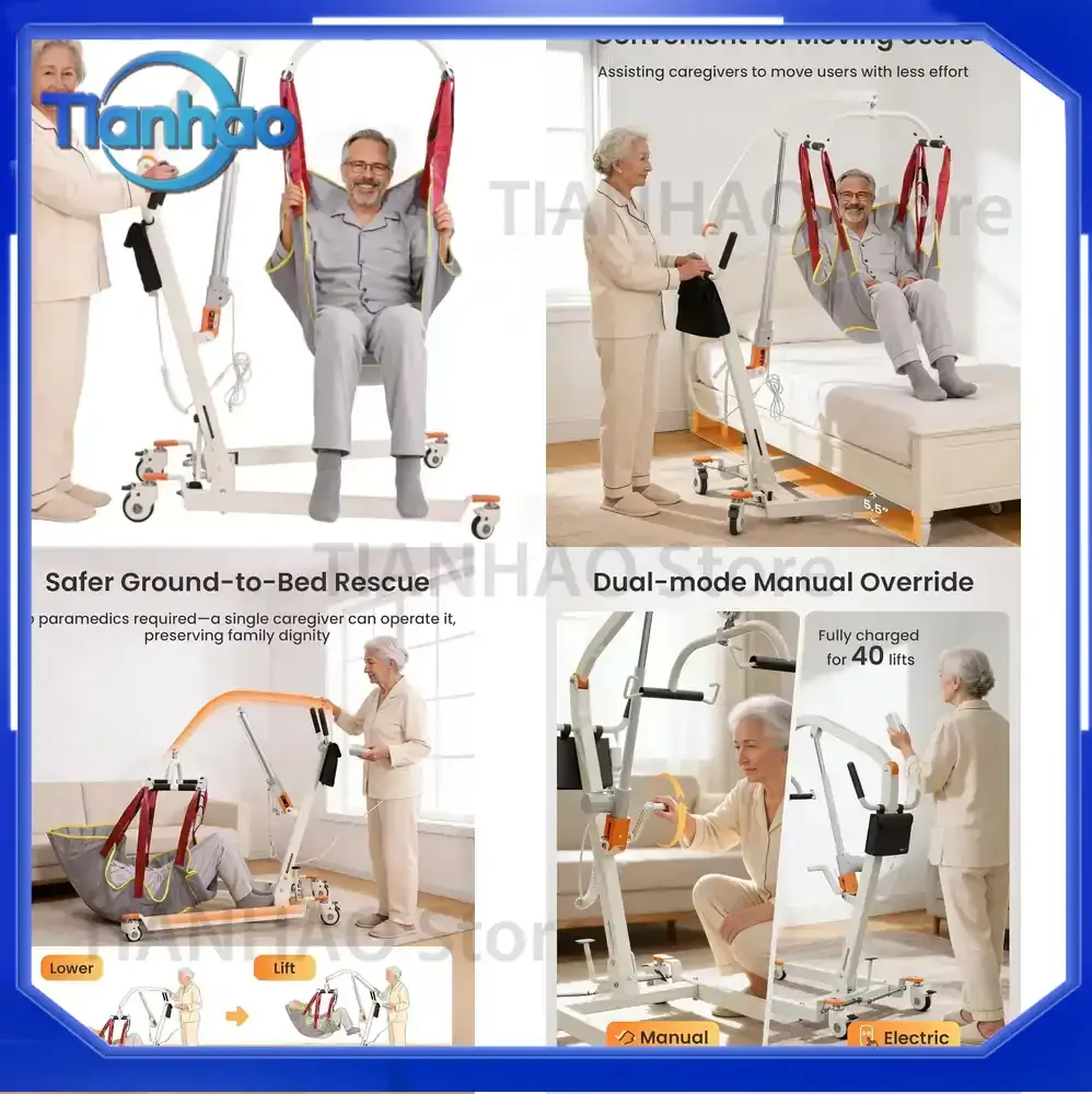 Electric Patient Lift with Sling Foldable Heavy Duty 330 lb Capacity Mobile Lift for Hospital and Home Care