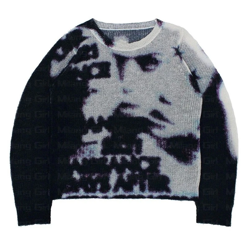 

Autumn and Winter New Gothic Jacquard Sweater Knitted Sweater Winter Warm Top Horror Harajuku Sweater y2k New Sweater