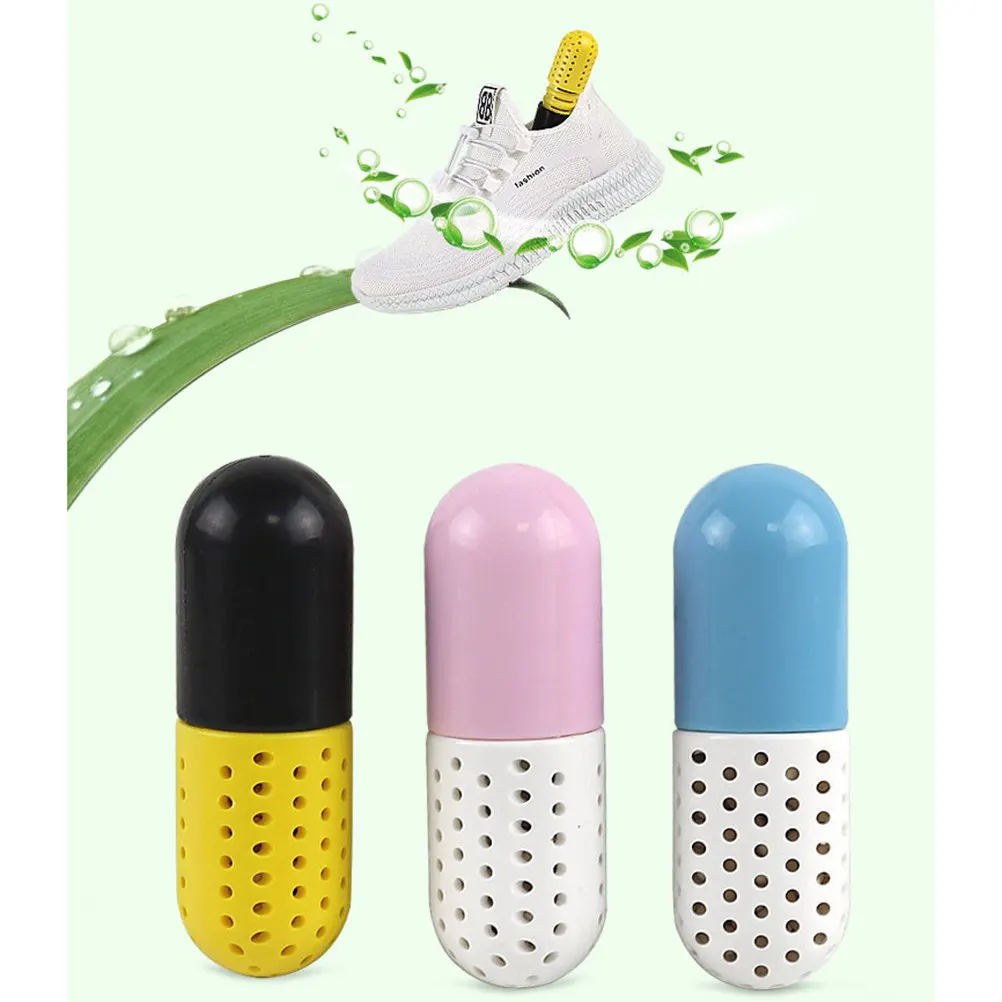 3Pcs ABS Capsule Desiccant Deodorizer for Shoes Wardrobe Drawer Suitcase Breathable Hollow Design Bacteria Odor